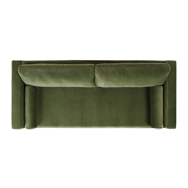 English Elm Jennifer Taylor Home - Nicholi 84" Mid-Century Sofa in Olive Performance Velvet — Handbuilt Solid Hardwood Frame, Durable Comfort B2719P238300