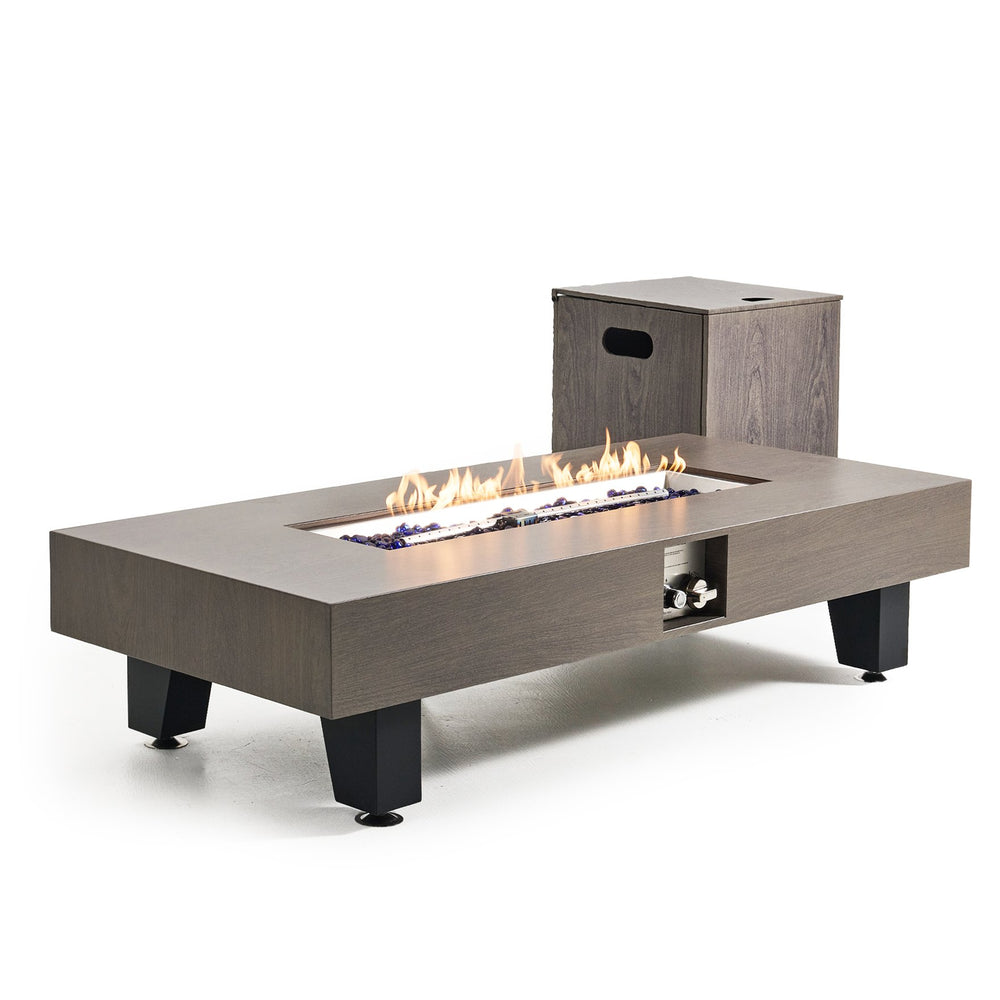 English Elm 54 Inch Propane Fire Pit Table Rectangular 50000 Btu Patio Heater with Rain Cover W3131P415746