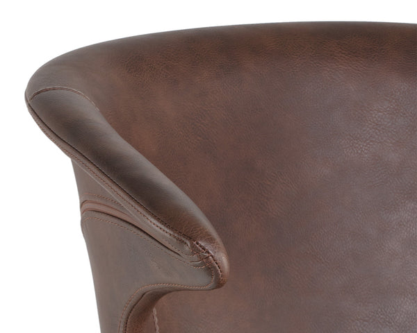 Sunpan Kash Swivel Office Chair - Retro Style with Faux Leather and Powder Coated Iron Legs for Comfort Hearthstone Brown