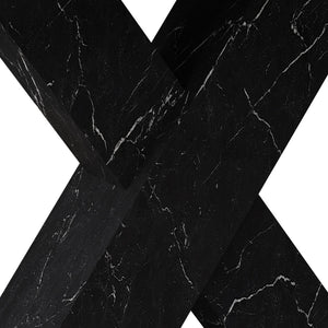 English Elm Modern Rectangle Dining Table - Stretchable Black Marble Top With X-Shape Mdf Legs & Metal Base W757P242762