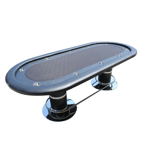 English Elm 96" Oval Poker Table Seats 10 with Waterproof Felt Racetrack and Cup Holders W2748S00032