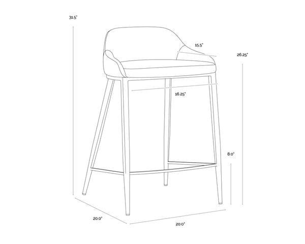 Sunpan ASTRA Counter Stool - Modern Ivanhoe Pine Design with Comfortable Low-Back Seating for Versatile Use 112486