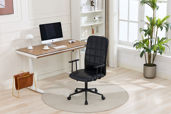 English Elm Antique PU Leather Office Chair with High Back, Soft Foam Seat, Adjustable Gaslift, 360° Swivel, Durable Frame Antique Black W3149P374034