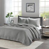 Madison Park Keaton Casual 3 Piece Quilt Set MP13-1239 Grey