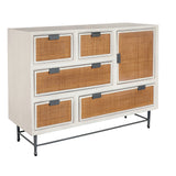 5-Drawer Accent Chest with Cabinet White with Crisp White finish with Cane Finish P301551 Pulaski Furniture