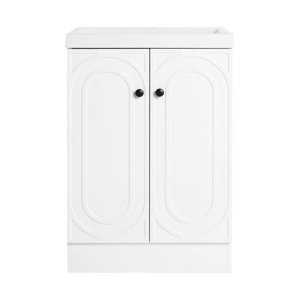 English Elm 24" Freestanding Bathroom Vanity with Resin Integrated Sink, Soft-Close Doors, Adjustable Shelf, Durable Plywood Finish White W999S00269