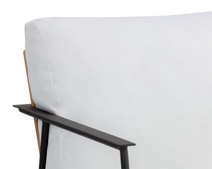 Sunpan Milan Armchair - Modern Outdoor Lounge Chair with Teak Wood, Weather-Resistant Fabric & Black Frame