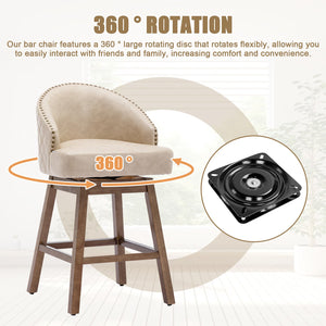 English Elm United We Win Quilted Microsuede Swivel Barstool with Wood Legs and Gold Rivet Trim Apricot W1568P361708