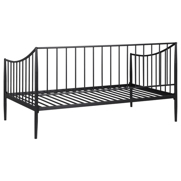 English Elm Jeremy Matte Black Twin Daybed Frame – Powder-Coated Metal, Slim Airy Profile, Sloping Sides & Tapered Posts (Ideal for Kids, Office, Multifunctional Spaces) B062S01354
