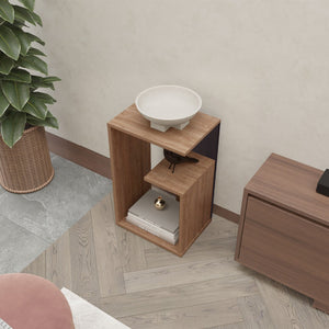 English Elm Vega Modern Side Table With Open Storage - Durable Melamine, Pine & Black Finish For Any Space B128P287510-GIGA