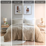 Intelligent Design Brielle Transitional Ombre Shaggy Long Fur Comforter Mini Set ID10-2253 Natural