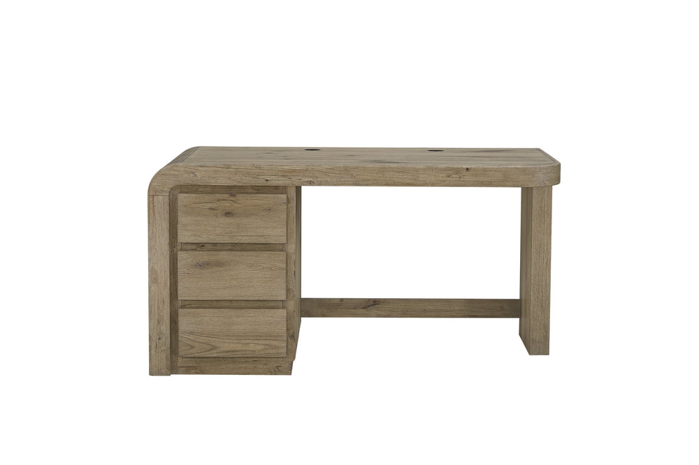 English Elm English Knotty Oak Veneer Junior Executive Desk with Three Drawers for Home Office B2699P443211