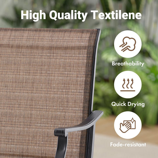 English Elm Outdoor Swivel Patio Dining Chairs Textilene Woven Set for Backyard Entertaining T3623P433697