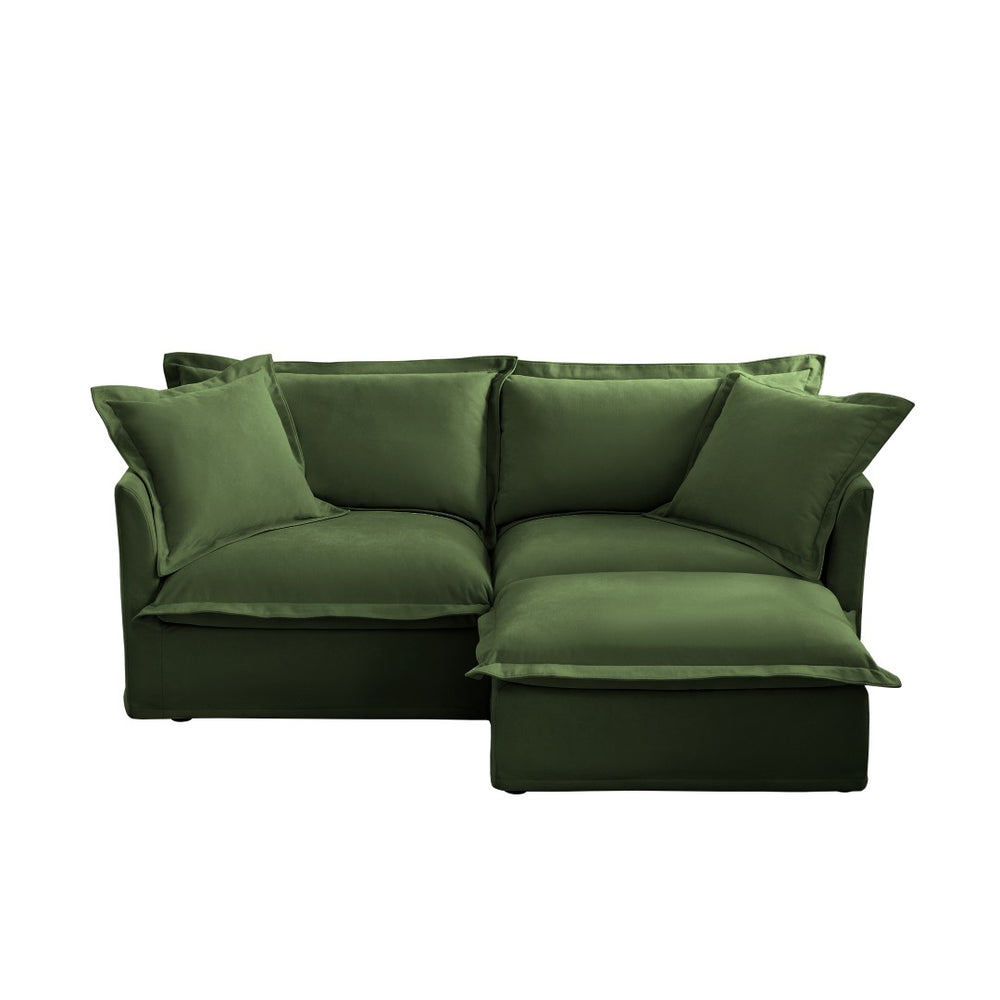 English Elm Slipcovered Sectional Sofa With Convertible Ottoman – Deep Chenille Couch, Elegant Design & Comfort W3041S00050-GIGA