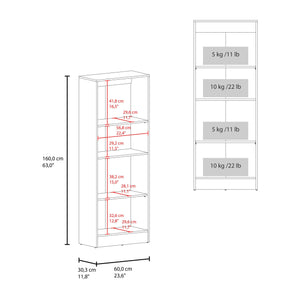 English Elm White Tall Narrow Kitchen Pantry Cabinet with Open Shelves and Concealed Storage Door B062P483732