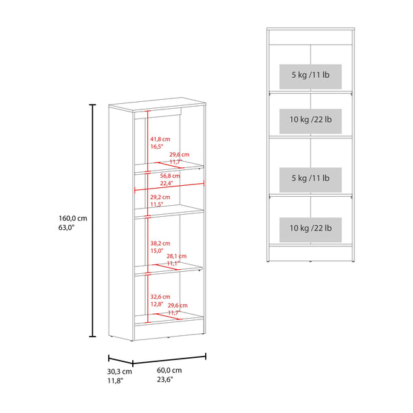 English Elm White Tall Narrow Kitchen Pantry Cabinet with Open Shelves and Concealed Storage Door B062P483732