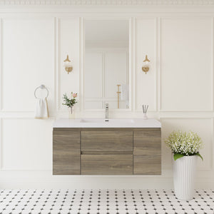 English Elm 48" Floating Bathroom Vanity Wall Mounted Timber Cabinet with Resin Sink Soft Close Grey W1573P152703