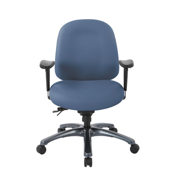OSP Home Furnishings Multi-function Ergonomic Mid Back Office Chair with Lumbar Support and Titanium Base Blue 8512-R105