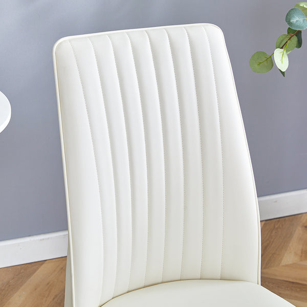 English Elm Modern High Back Pu Leather Dining Chairs with Chrome Legs for Kitchen Nook W3493P421598