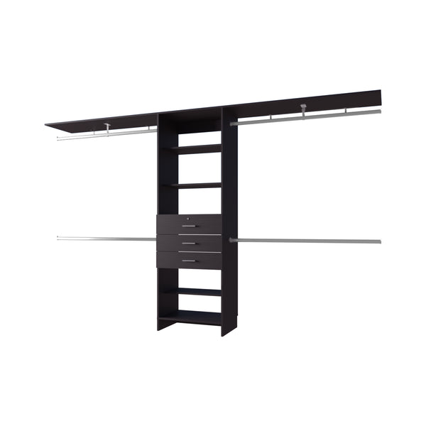 English Elm FM Modular Closet Organizer System with Multiple Hanging Rods, Shelves & Drawers to Maximize Space Wenge 53 L x 21 W x 5 H B128S00052