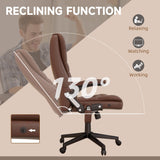 English Elm Homcom High Back Vibration Massage Office Chair With 6 Vibration Points, Heated Reclining Pu Leather Computer Chair With Armrest and Remote, Brown