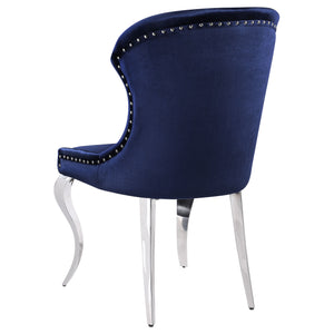 English Elm Daphne Velvet Wingback Dining Chairs with Nailhead Trim and Cabriole Legs Set of 2 Inky Blue B062S01464