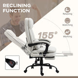 English Elm Vinsetto Microfibre Executive Massage Office Chair, Swivel Computer Desk Chair, Heated Reclining Computer Chair With Lumbar Support Pillow, Cream White