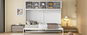English Elm Full Size Murphy Wall Bed with Top Cabinet Storage for Studio or Guest Room LP006664AAK-1