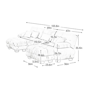 English Elm Luxury Modular Sectional Sofa Couch - Oversized U-Shaped Vintage Chenille Sofa With Ottomans & Pillows W714S01030