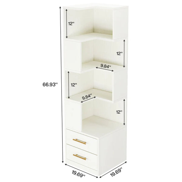 English Elm Sturdy Rotating Corner Plant Stand Four Tier Metal Frame for Indoor Living Spaces T3971P453364