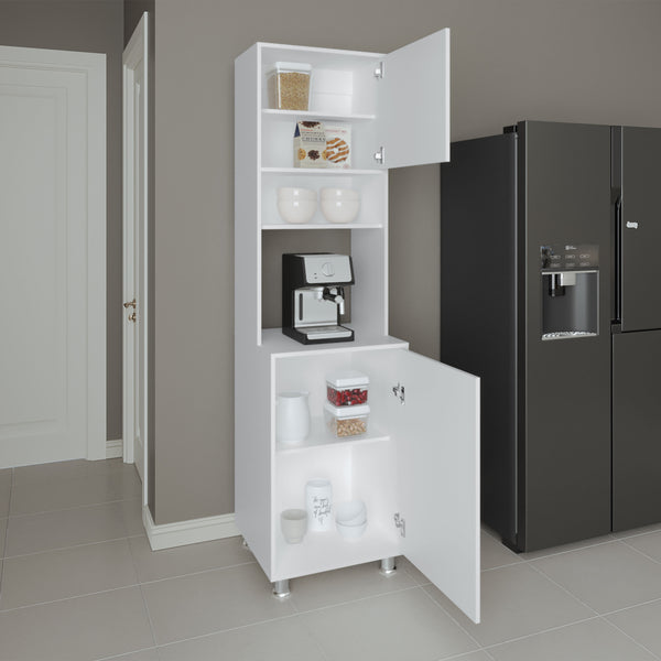 English Elm Kitchen Tall Pantry Cabinet White – 2-Door Engineered Wood, 5 Shelves, 4 Legs, Space-Saving Storage for Kitchen B097P350299