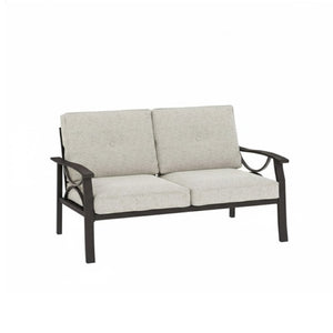 English Elm 48" Steel Outdoor Loveseat Rust Proof Powder Coated Frame Cushioned Patio Seating B082P455147