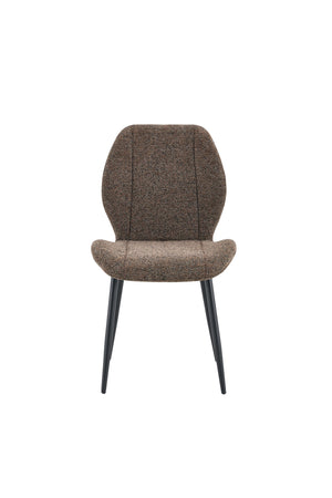 English Elm 4 Retro Fabric Dining Chairs with Cushioned Seats Black Powder Coated Legs for Any Room Brown+Black W1151P458011