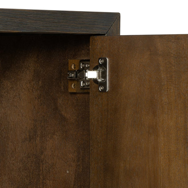 English Elm U_style Farmhouse Pine Veneer Buffet Cabinet with Double Doors for Kitchen or Entryway Dark Brown N711P410389B