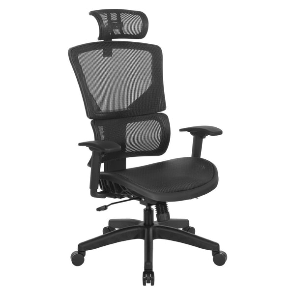 OSP Home Furnishings Vertical Matrix Breathable Ergonomic Office Chair with Lumbar Support and Adjustable Headrest And 639-T11N48PHX