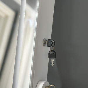 English Elm HOMCOM Lockable Floor Jewelry Armoire with LED Lights, Full-Length Mirror, 100+ Slots & Shelves White W2225P217021