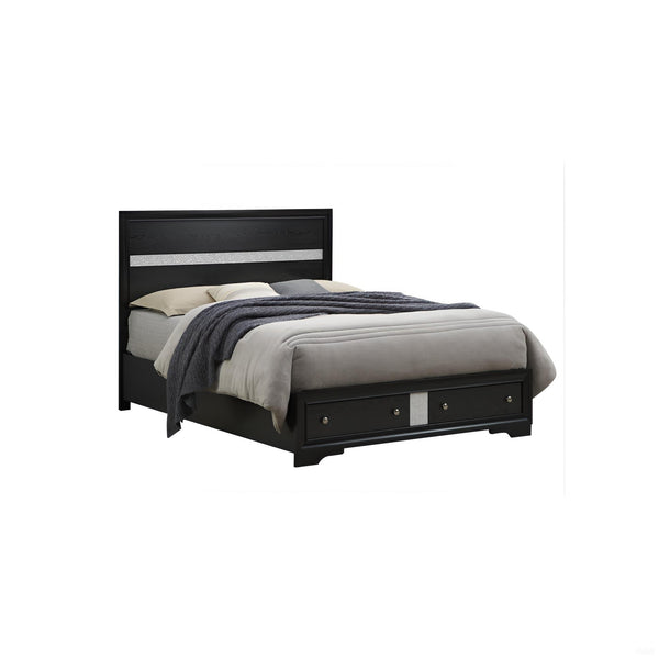 English Elm Madrid Queen Bed In Sleek Black With Built-In Storage, Modern Design & Durable Wood Finish B078S00619