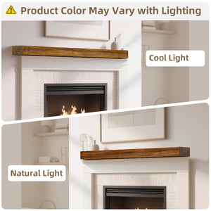 English Elm Fireplace Mantel - Handcrafted Solid Wood Floating Shelf, Dark Chocolate Finish For Stylish Display T3210P391502