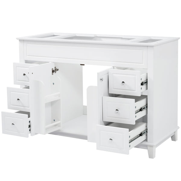 English Elm Christopher Knight Home® - 46" Bathroom Vanity Cabinet Only – 6 Soft-Close Drawers, Double Doors, Pine Legs, Open-Back Design N759P351752K