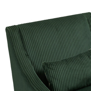 English Elm COOLMORE Modern Accent Chair with Plush Corduroy Upholstery, Solid Wood Frame and Two Pillows Emerald W395P195360
