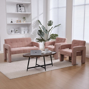 English Elm Nordic Ergonomic Double Armchair Upholstered Chenille Sofa 2-Seater Compact Lounge Chair 550LB Capacity Pink W395P380535