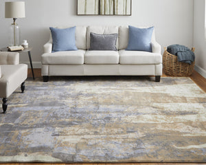 Feizy Rugs Clio High-end Inspired Abstract Area Rug - Luxurious Machine-made Design For Modern Homes Brown,Blue,Ivory Polypropylene Clo39k6fblutanc03