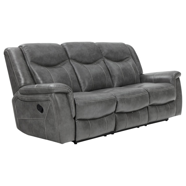 English Elm Masley Plush Grey 2-Piece Reclining Sofa & Loveseat Set with Contrast Stitching, Leather-Look Comfort B062S01166