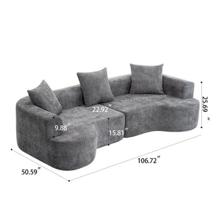 English Elm Modern curved sofa with extra-deep seat, cloudlike sponge support, high-carbon spring core, breathable cotton-linen fabric for lasting comfort and durability Gray W2012S00007