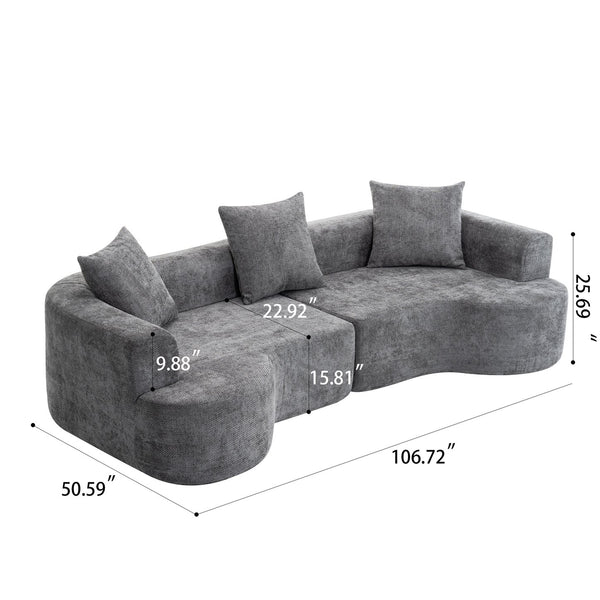 English Elm Modern curved sofa with extra-deep seat, cloudlike sponge support, high-carbon spring core, breathable cotton-linen fabric for lasting comfort and durability Gray W2012S00007