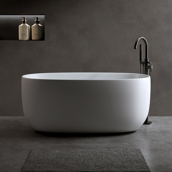 English Elm 47'' Freestanding Stone Resin Soaking Tub Matte White Ergonomic with Pop up Drain W2753P191219