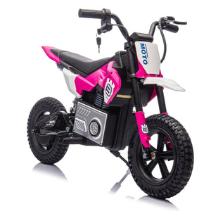 English Elm 24v Kids Electric Motocross Motorcycle 200w Hub Motor Suspension Led Bluetooth Audio Pink W1578P225049