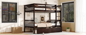 English Elm Twin Over Twin Bunk Bed In Espresso - Durable Rubberwood, Convertible Design With Storage Drawers & Safety! W504S00200-GIGA