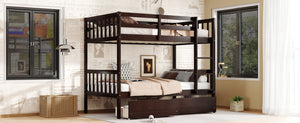 English Elm Twin Over Rubberwood Bunk Bed Convertible with Storage Drawers and Safety Rails W504S00298