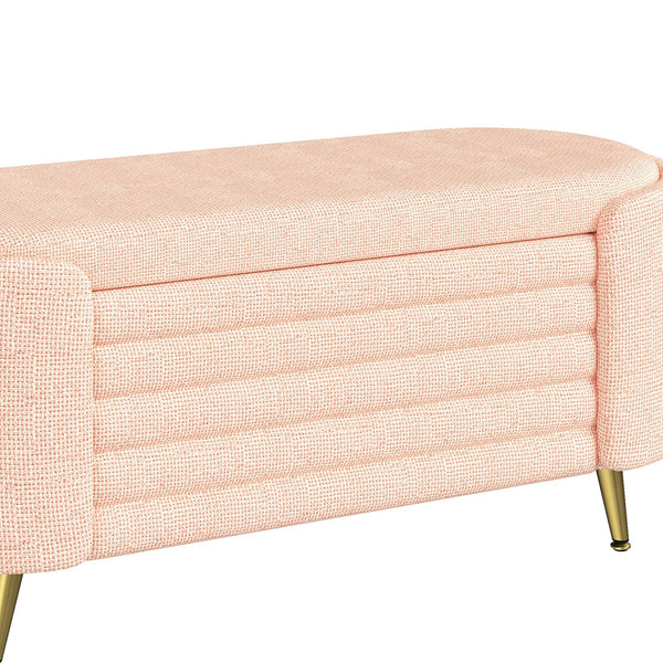 English Elm Modern Boucle Tufted Storage Ottoman Bench with Gold Legs for Bedroom or Entryway Pink N719P305628P